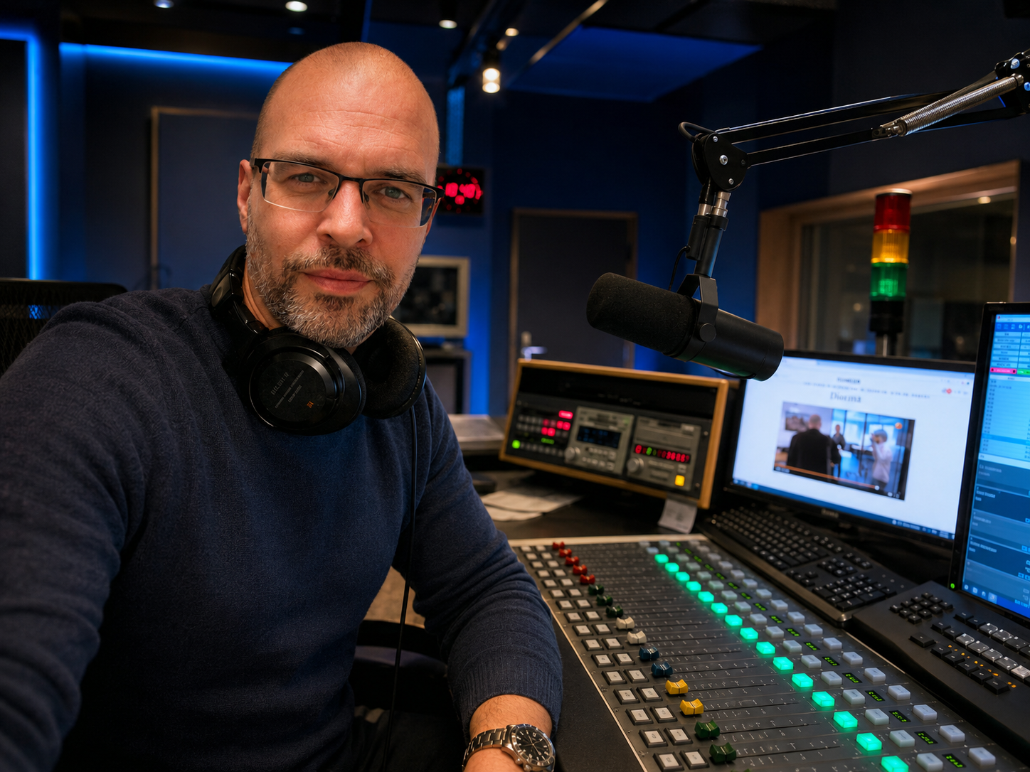 Robin Prijs in the radio studio